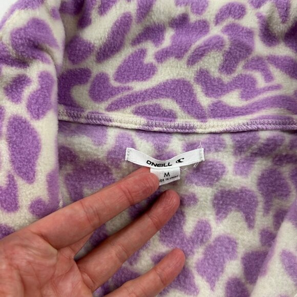 O'Neill Purple Modern Leopard Print Fleece Pullover Half Zip Jacket M - Picture 3 of 6